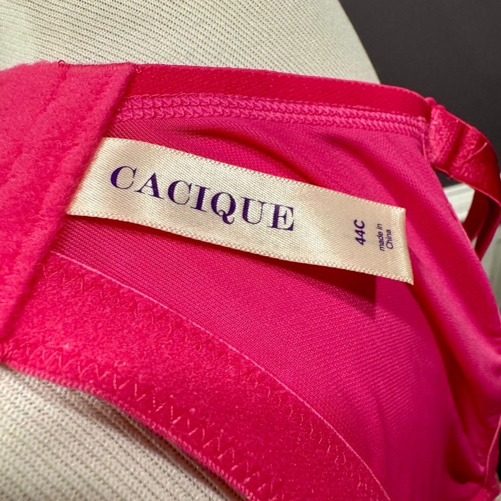 Cacique Pink Lace Trim Full Coverage Bra - Picture 3 of 5